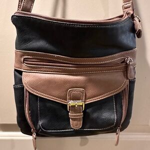 Chic Black and Tan Leather Crossbody Bag